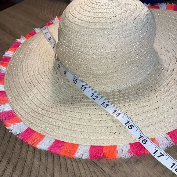 Boho Fringe in Bright Colors Straw Beach Hat - Picture 6 of 9